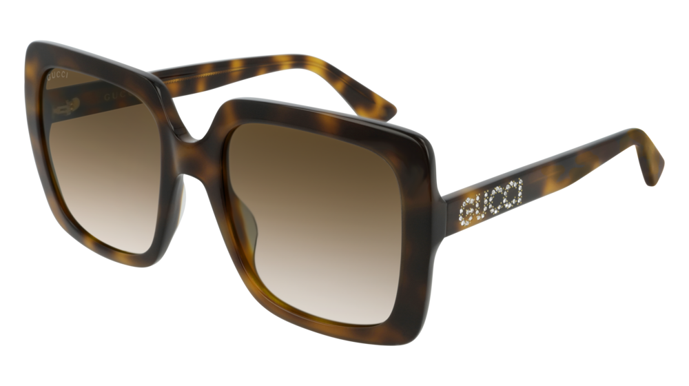GUCCI GG0418S RECTANGULAR / SQUARE Sunglasses For Women  GG0418S-003 HAVANA HAVANA / BROWN SHINY 54-20-140