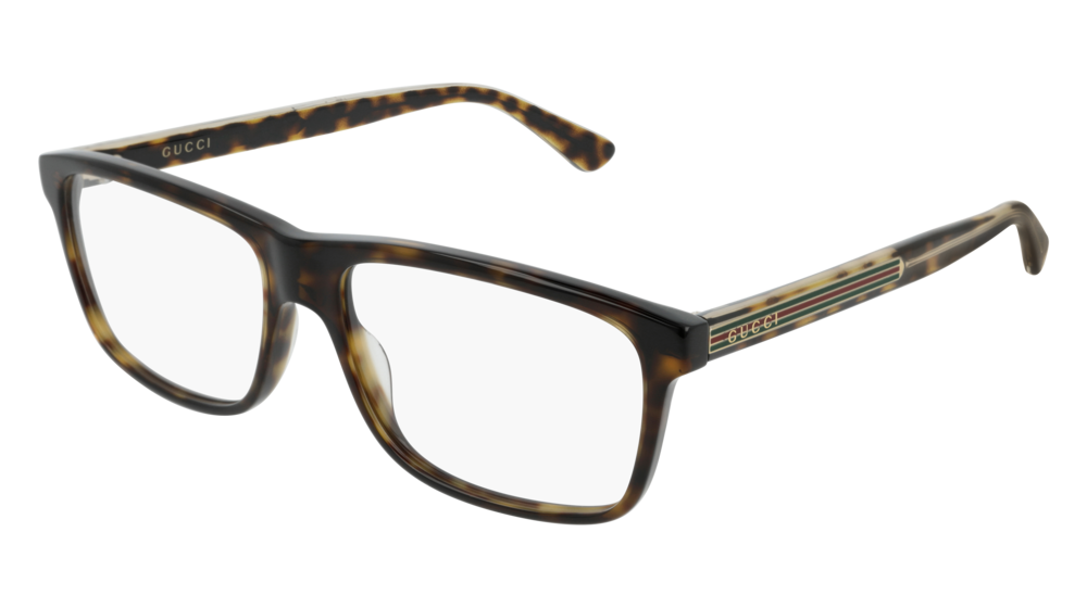 GUCCI GG0384O RECTANGULAR / SQUARE Eyeglasses For Men  GG0384O-005 HAVANA HAVANA / TRANSPARENT DARK 57-16-145
