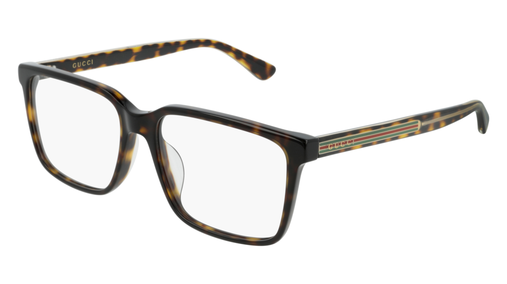 GUCCI GG0385OA RECTANGULAR / SQUARE Eyeglasses For Men  GG0385OA-002 HAVANA HAVANA / TRANSPARENT DARK 55-16-145