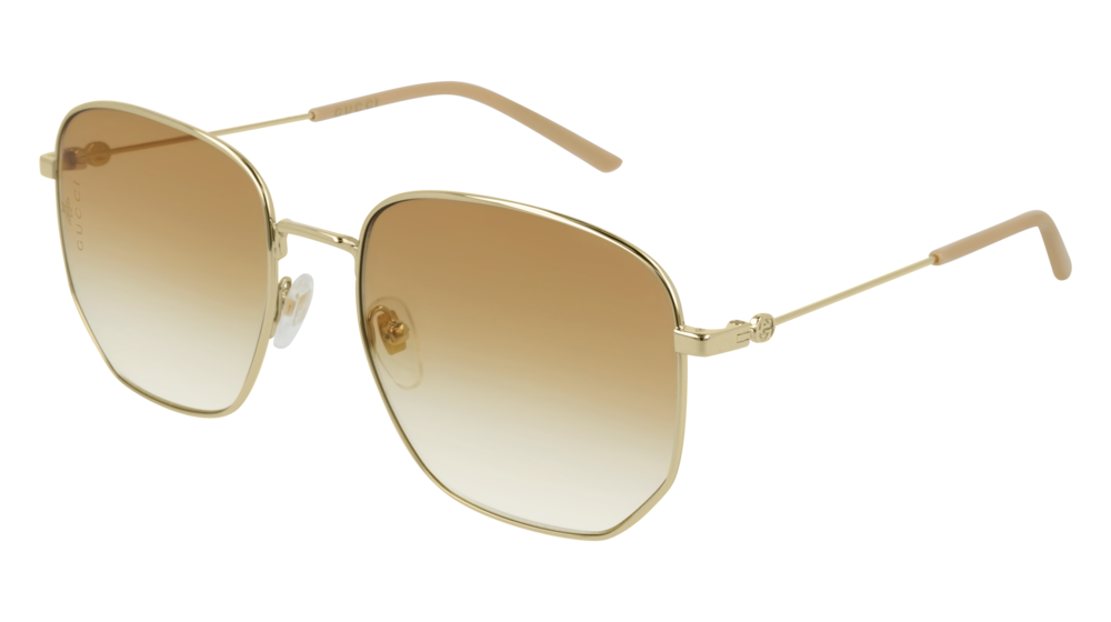 GUCCI GG0396S RECTANGULAR / SQUARE Sunglasses For Women  GG0396S-003 GOLD GOLD / ORANGE SHINY 56-18-140
