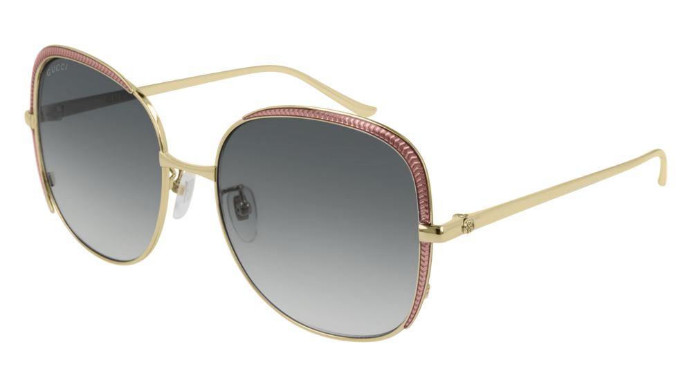 GUCCI GG0400S ROUND / OVAL Sunglasses For Women  GG0400S-001 GOLD GOLD / GREY PINK 58-18-140