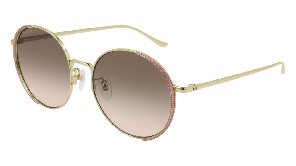 GUCCI GG0401SK ROUND / OVAL Sunglasses For Women  GG0401SK-004 GOLD GOLD / MULTICOLOR PINK 56-18-145