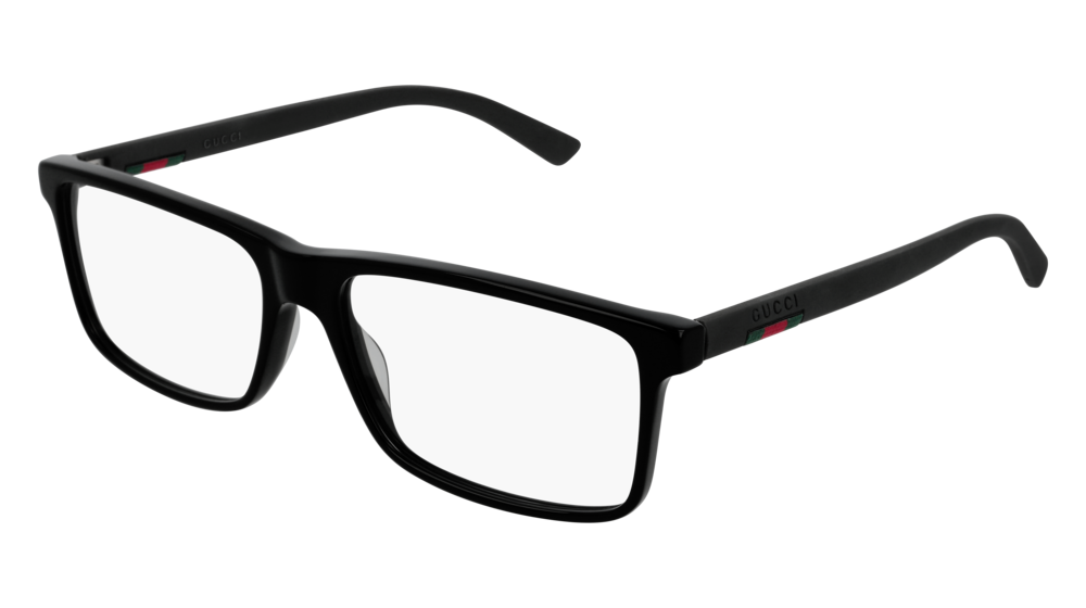 GUCCI GG0424O AVIATOR Eyeglasses For Men  GG0424O-005 BLACK BLACK / TRANSPARENT SHINY 58-16-145