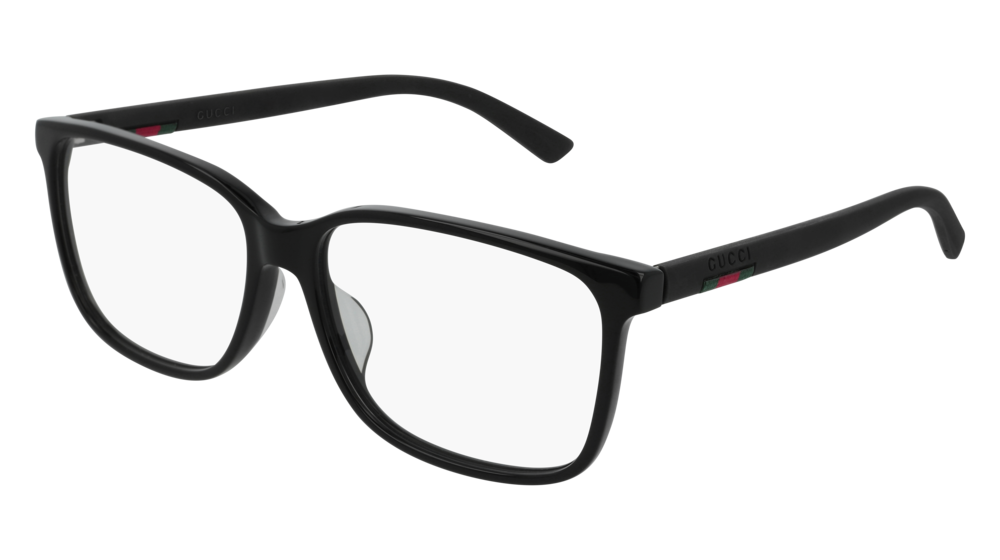 GUCCI GG0426OA AVIATOR Eyeglasses For Men  GG0426OA-005 BLACK BLACK / TRANSPARENT SHINY 58-15-145