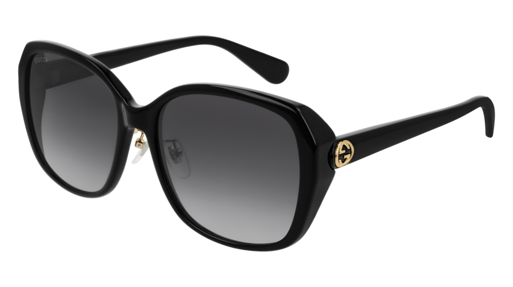 GUCCI GG0371SK ROUND / OVAL Sunglasses For Women  GG0371SK-001 BLACK BLACK / GREY SHINY 57-17-145