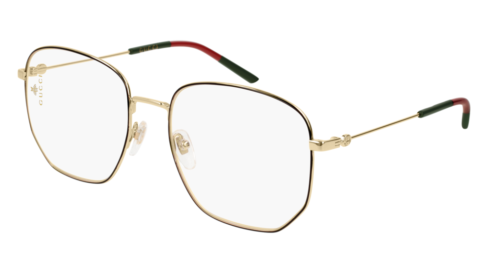 GUCCI GG0396O AVIATOR Eyeglasses For Women  GG0396O-001 GOLD GOLD / TRANSPARENT BLACK 56-18-140