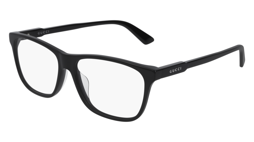 GUCCI GG0492OA RECTANGULAR / SQUARE Eyeglasses For Men  GG0492OA-001 BLACK BLACK / TRANSPARENT SHINY 56-15-150