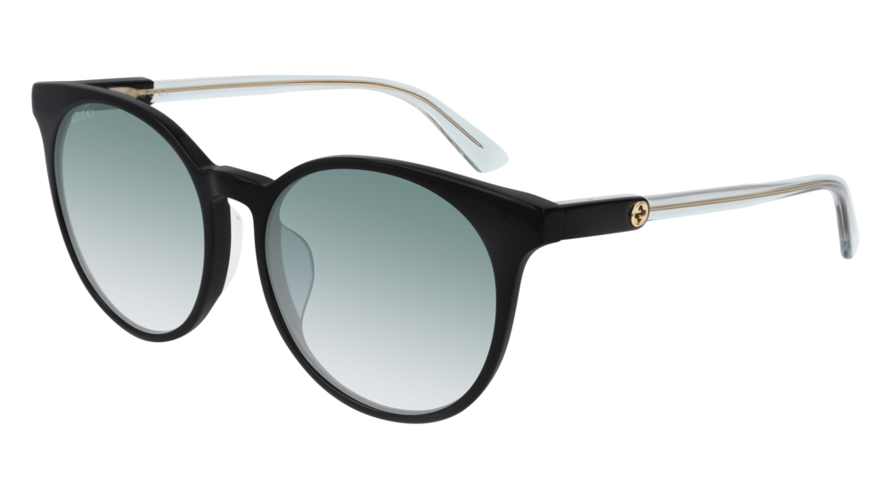 GUCCI GG0488SA ROUND / OVAL Sunglasses For Women  GG0488SA-004 BLACK BLACK / GREEN SHINY 56-17-150