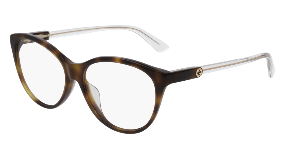 GUCCI GG0486OA ROUND / OVAL Eyeglasses For Women  GG0486OA-003 HAVANA HAVANA / TRANSPARENT SHINY 55-15-150