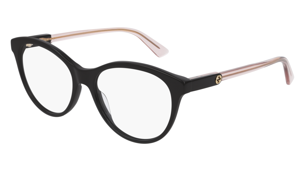 GUCCI GG0486O ROUND / OVAL Eyeglasses For Women  GG0486O-004 BLACK BLACK / TRANSPARENT SHINY 54-17-145