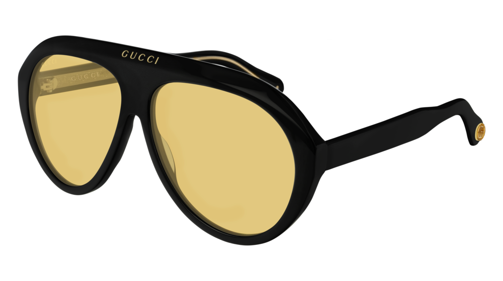 GUCCI GG0479S NAVIGATOR Sunglasses For Men  GG0479S-002 BLACK BLACK / YELLOW SHINY 61-13-145
