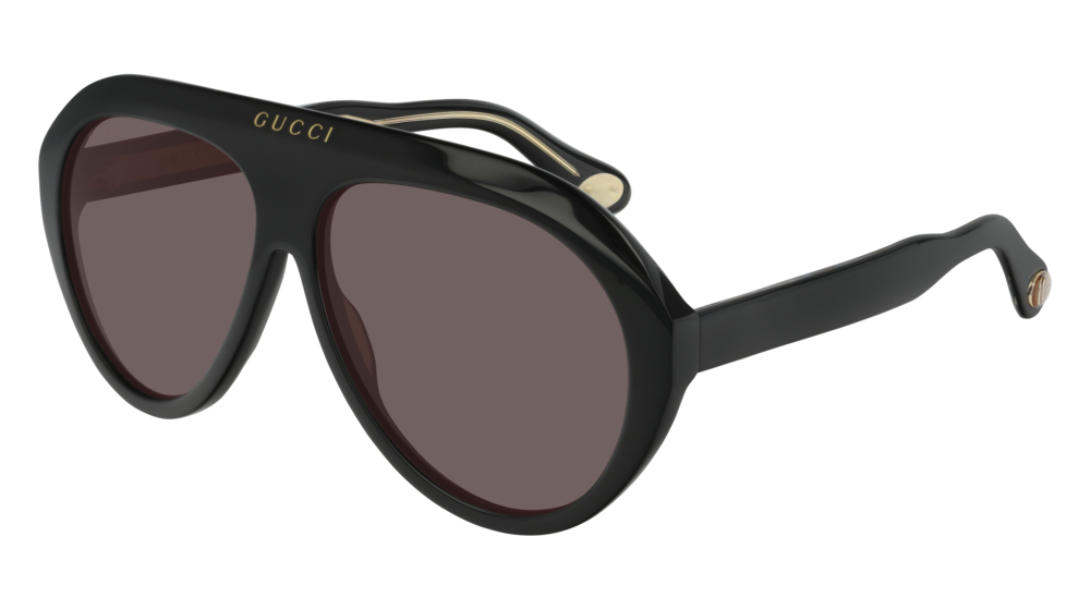 GUCCI GG0479S NAVIGATOR Sunglasses For Men  GG0479S-001 BLACK BLACK / BROWN SHINY 61-13-145