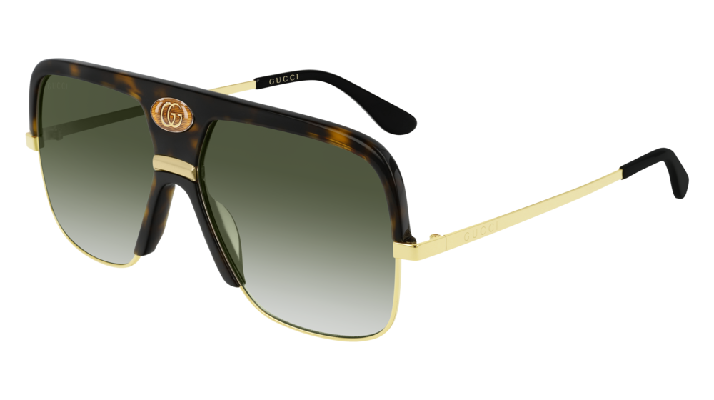 GUCCI GG0478S NAVIGATOR Sunglasses For Men  GG0478S-002 HAVANA GOLD / GREEN GOLD 59-14-150