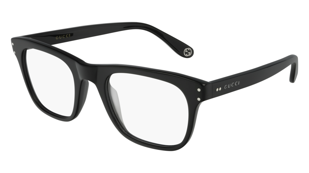 GUCCI GG0476O RECTANGULAR / SQUARE Eyeglasses For Men  GG0476O-006 BLACK BLACK / TRANSPARENT SHINY 51-22-150