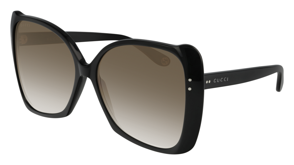 GUCCI GG0471S RECTANGULAR / SQUARE Sunglasses For Women  GG0471S-001 BLACK BLACK / BROWN SHINY 62-16-145