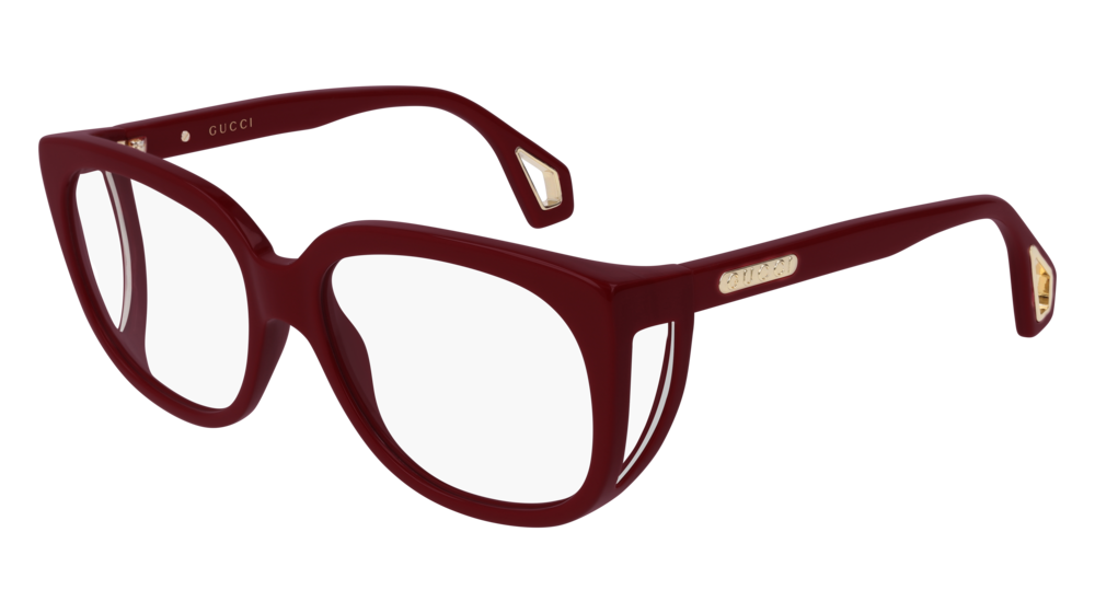 GUCCI GG0470O RECTANGULAR / SQUARE Eyeglasses For Women  GG0470O-004 BURGUNDY BURGUNDY / TRANSPARENT SHINY 56-17-140