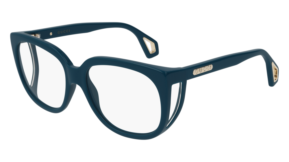 GUCCI GG0470O RECTANGULAR / SQUARE Eyeglasses For Women  GG0470O-003 BLUE BLUE / TRANSPARENT SHINY 56-17-140