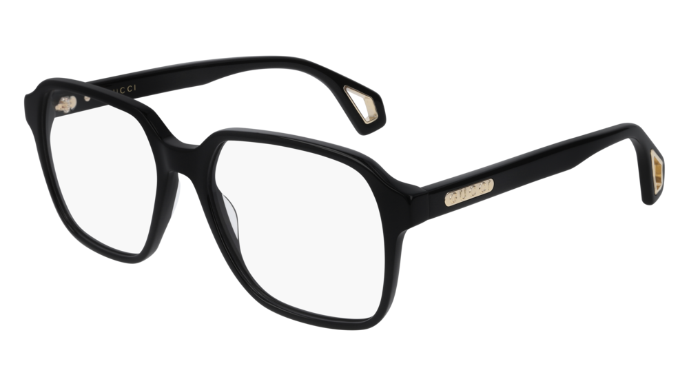 GUCCI GG0469O RECTANGULAR / SQUARE Eyeglasses For Men  GG0469O-001 BLACK BLACK / TRANSPARENT SHINY 56-18-145