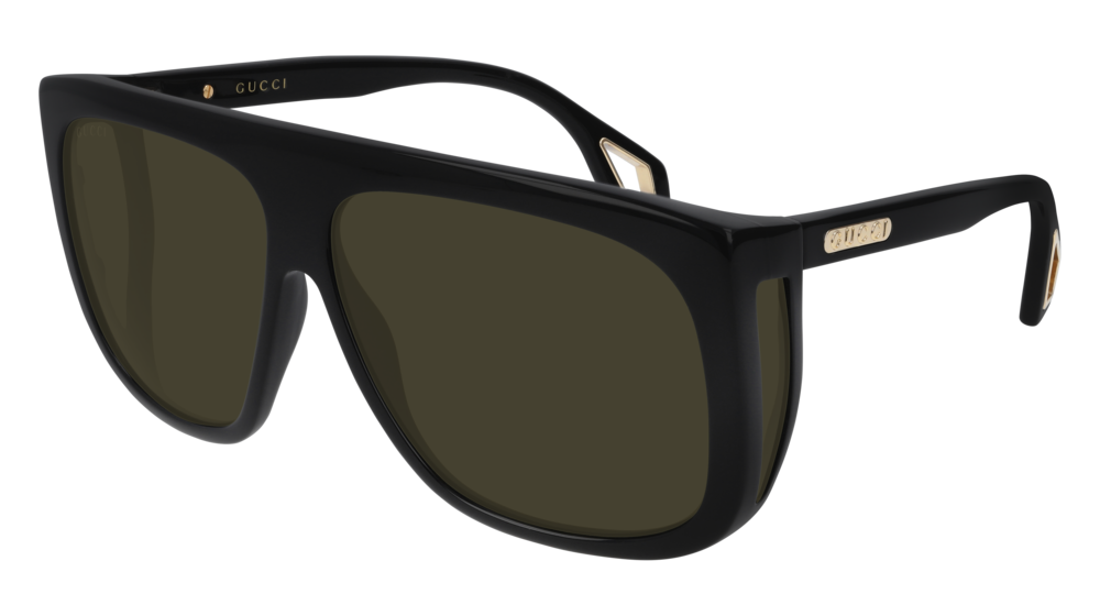 GUCCI GG0467S RECTANGULAR / SQUARE Sunglasses For Men  GG0467S-001 BLACK BLACK / GREEN SHINY 62-12-140