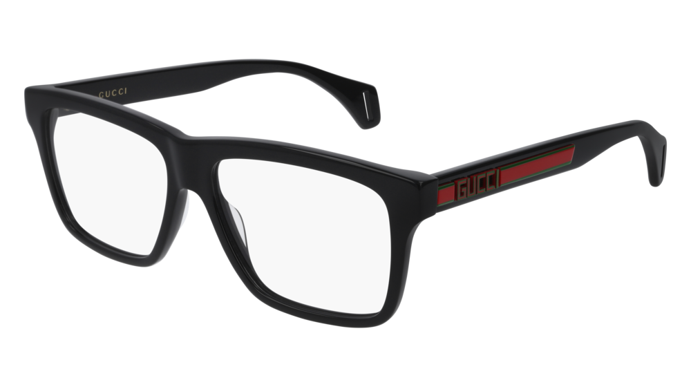 GUCCI GG0464O RECTANGULAR / SQUARE Eyeglasses For Men  GG0464O-006 BLACK BLACK / TRANSPARENT SHINY 56-15-150