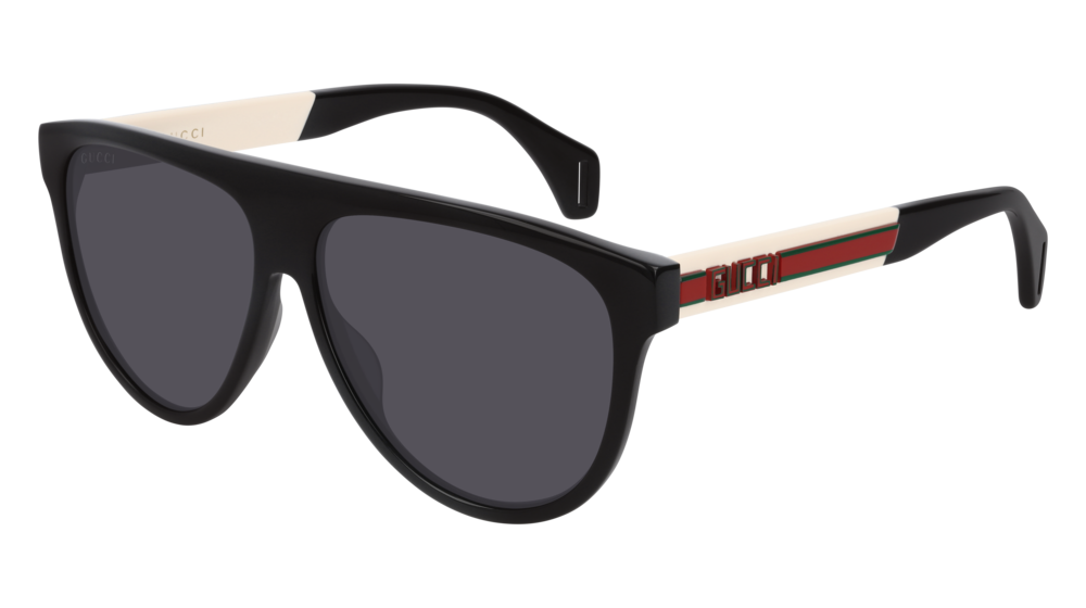 GUCCI GG0462S ROUND / OVAL Sunglasses For Men  GG0462S-002 BLACK WHITE / GREY SHINY 58-13-150