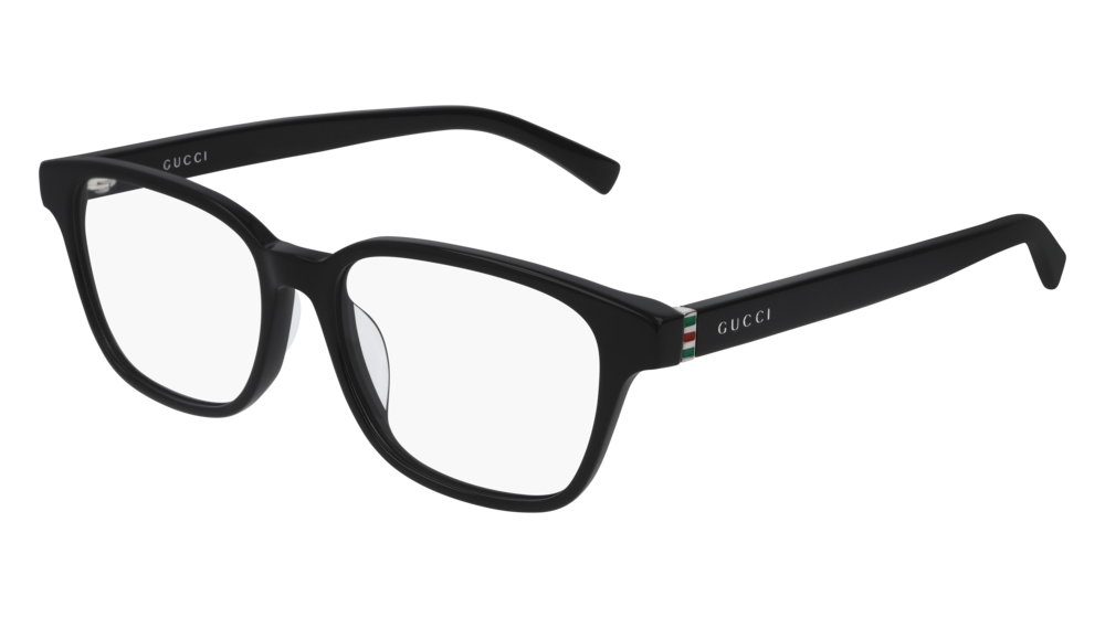 GUCCI GG0455OA RECTANGULAR / SQUARE Eyeglasses For Men  GG0455OA-001 BLACK RUTHENIUM / TRANSPARENT SHINY 53-16-150