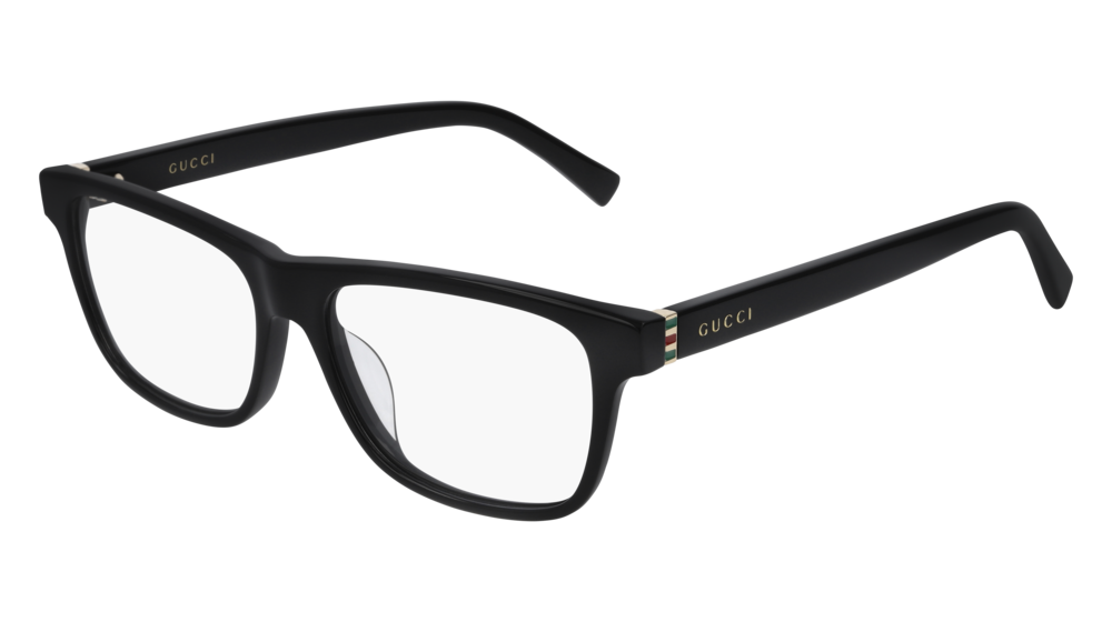 GUCCI GG0454OA RECTANGULAR / SQUARE Eyeglasses For Men  GG0454OA-001 BLACK GOLD / TRANSPARENT SHINY 53-15-150