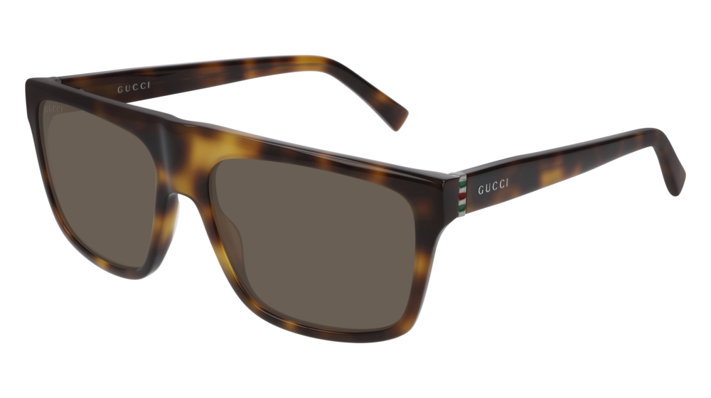 GUCCI GG0450S RECTANGULAR / SQUARE Sunglasses For Men  GG0450S-003 HAVANA RUTHENIUM / BROWN SHINY 57-17-145