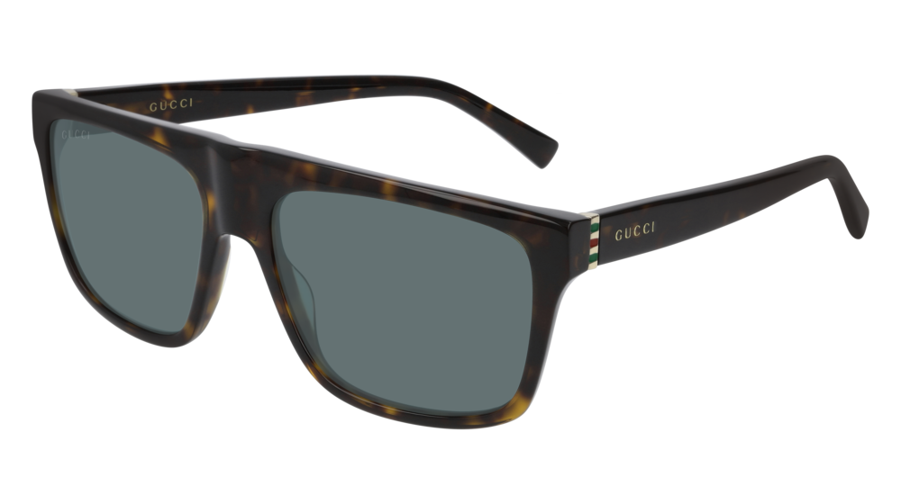 GUCCI GG0450S RECTANGULAR / SQUARE Sunglasses For Men  GG0450S-002 HAVANA GOLD / GREEN DARK 57-17-145