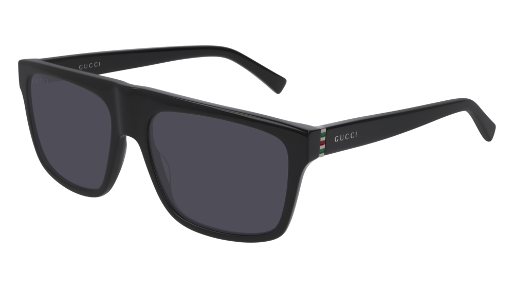 GUCCI GG0450S RECTANGULAR / SQUARE Sunglasses For Men  GG0450S-001 BLACK BLACK / GREY SHINY 57-17-145
