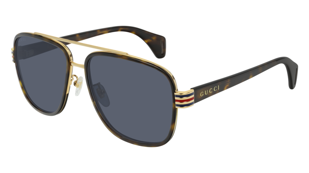 GUCCI GG0448S AVIATOR Sunglasses For Men  GG0448S-004 HAVANA HAVANA / GREY DARK 58-16-145