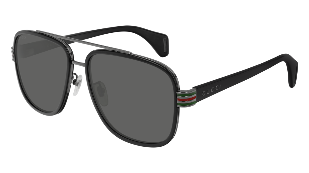 GUCCI GG0448S AVIATOR Sunglasses For Men  GG0448S-001 BLACK BLACK / GREY SHINY 58-16-145