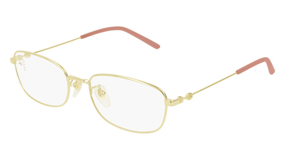 GUCCI GG0444O RECTANGULAR / SQUARE Eyeglasses For Women  GG0444O-004 GOLD GOLD / TRANSPARENT SHINY 53-18-140