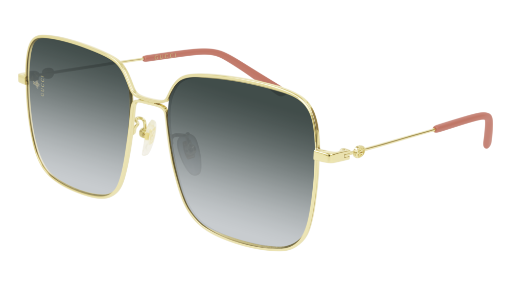 GUCCI GG0443S RECTANGULAR / SQUARE Sunglasses For Women  GG0443S-001 GOLD GOLD / GREY SHINY 60-17-140