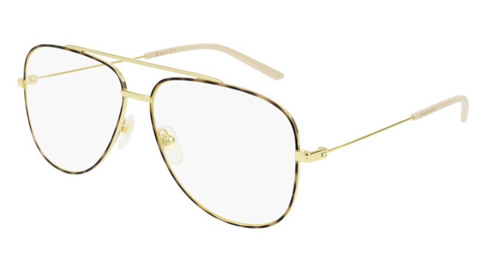 GUCCI GG0442O AVIATOR Eyeglasses For Men  GG0442O-003 GOLD GOLD / TRANSPARENT SHINY 60-13-145
