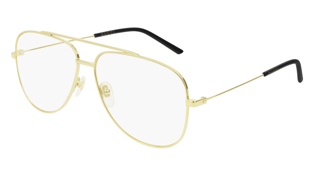 GUCCI GG0442O AVIATOR Eyeglasses For Men  GG0442O-002 GOLD GOLD / TRANSPARENT SHINY 60-13-145