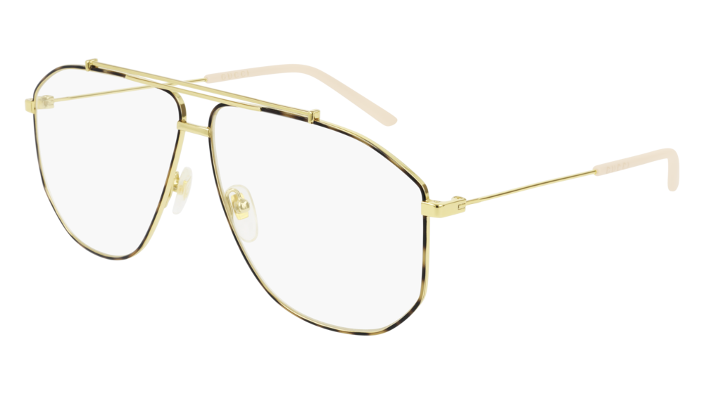 GUCCI GG0441O AVIATOR Eyeglasses For Men  GG0441O-003 GOLD GOLD / TRANSPARENT SHINY 63-10-145