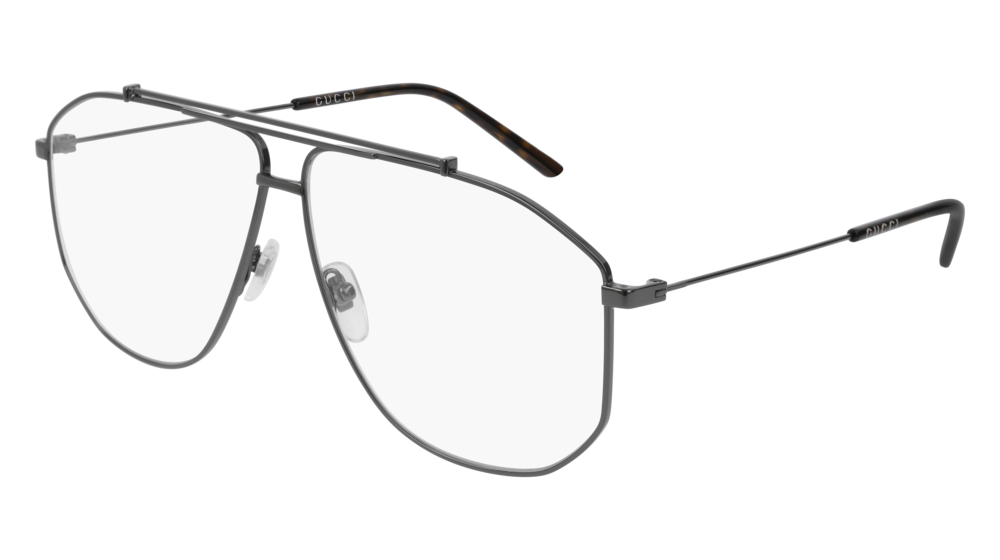 GUCCI GG0441O AVIATOR Eyeglasses For Men  GG0441O-001 RUTHENIUM RUTHENIUM / TRANSPARENT SHINY 63-10-145