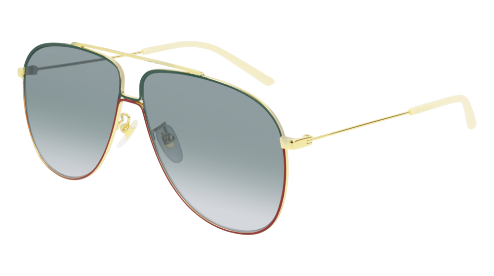 GUCCI GG0440S AVIATOR Sunglasses For Men  GG0440S-004 GOLD GOLD / GREEN SHINY 61-10-145