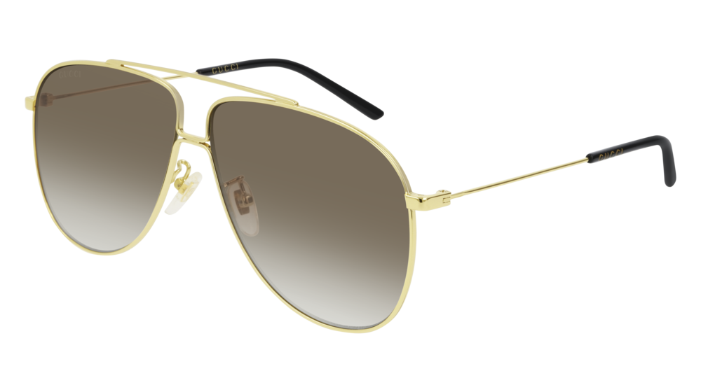 GUCCI GG0440S AVIATOR Sunglasses For Men  GG0440S-003 GOLD GOLD / BROWN SHINY 61-10-145