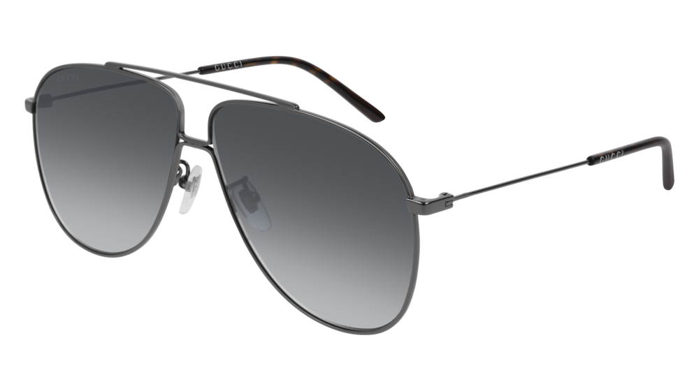 GUCCI GG0440S AVIATOR Sunglasses For Men  GG0440S-001 RUTHENIUM RUTHENIUM / GREY SHINY 61-10-145
