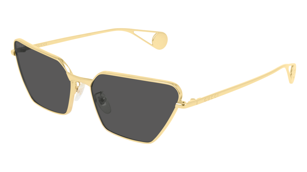 GUCCI GG0538S RECTANGULAR / SQUARE Sunglasses For Women  GG0538S-001 GOLD GOLD / GREY SHINY 63-17-140