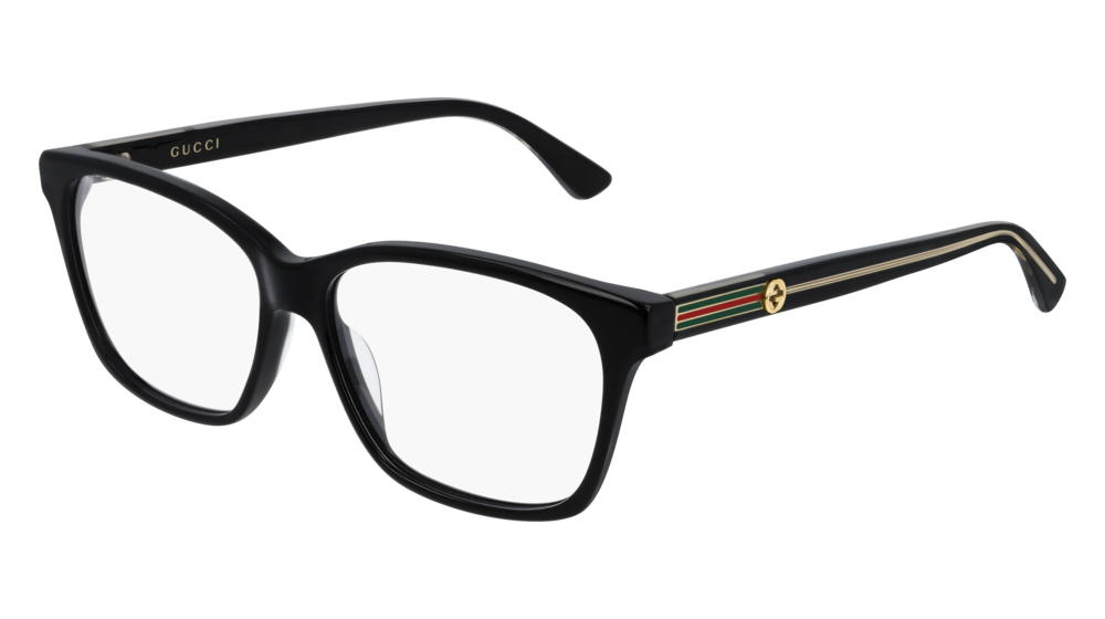 GUCCI GG0532O RECTANGULAR / SQUARE Eyeglasses For Women  GG0532O-001 BLACK CRYSTAL / TRANSPARENT SHINY 54-14-140