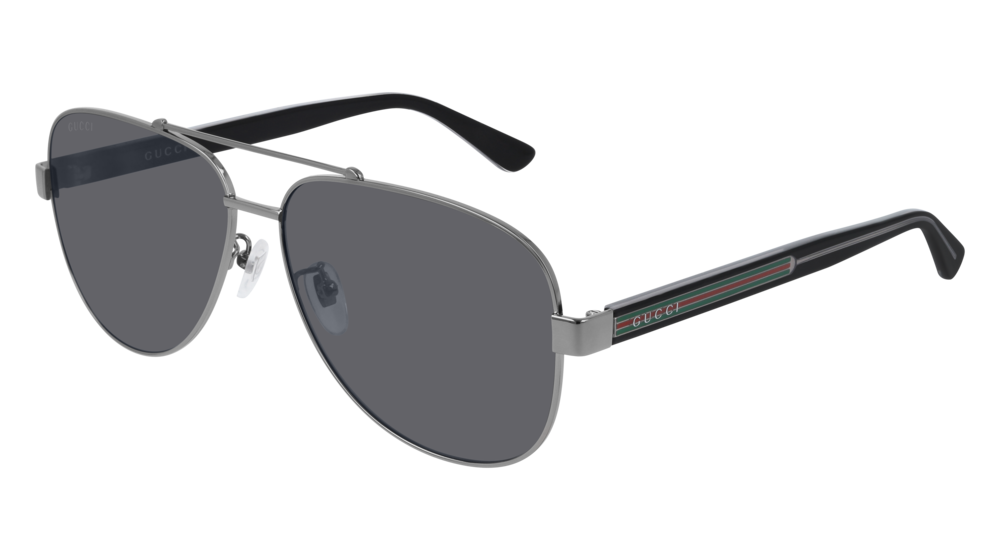 GUCCI GG0528S AVIATOR Sunglasses For Men  GG0528S-007 RUTHENIUM CRYSTAL / GREY SHINY 63-14-150