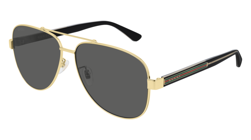 GUCCI GG0528S AVIATOR Sunglasses For Men  GG0528S-006 GOLD CRYSTAL / GREY SHINY 63-14-150