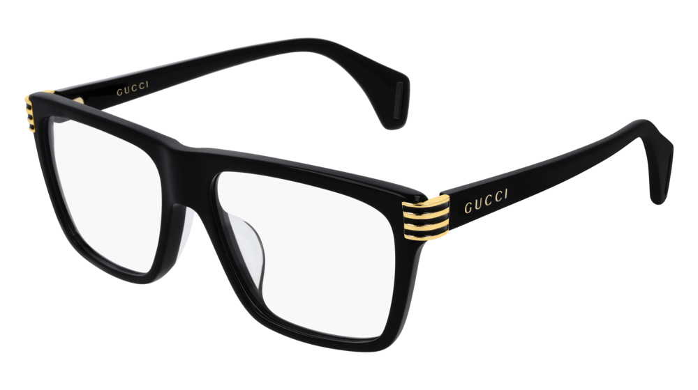 GUCCI GG0527O RECTANGULAR / SQUARE Eyeglasses For Men  GG0527O-001 BLACK BLACK / TRANSPARENT BLACK 54-16-145
