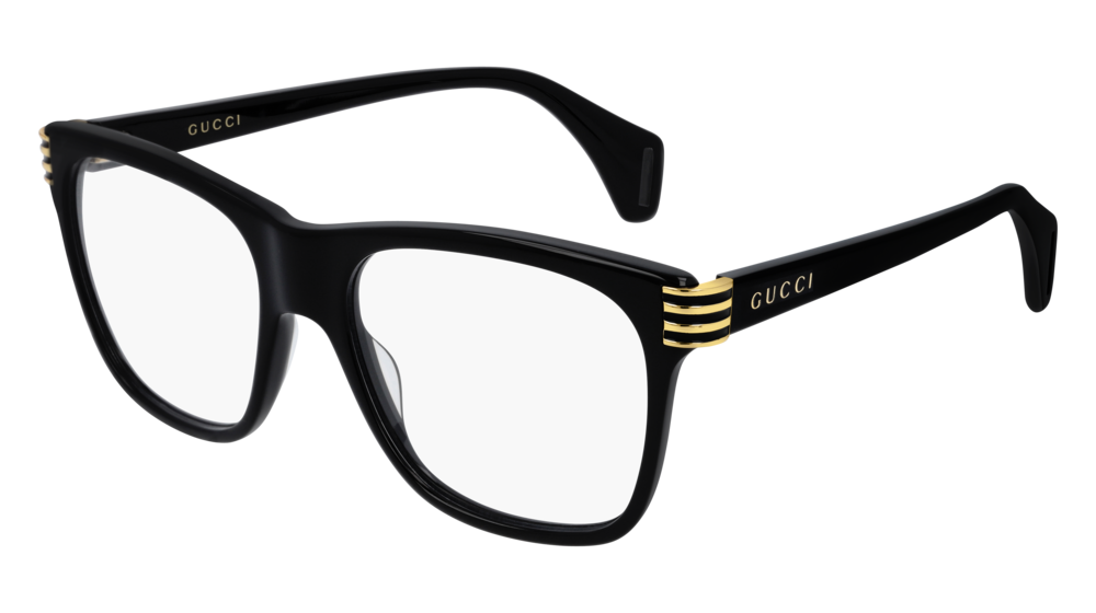 GUCCI GG0526O RECTANGULAR / SQUARE Eyeglasses For Men  GG0526O-001 BLACK BLACK / TRANSPARENT SHINY 54-18-145