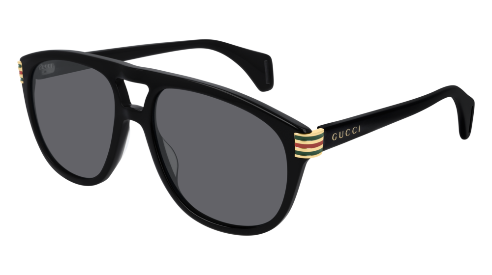 GUCCI GG0525S ROUND / OVAL Sunglasses For Men  GG0525S-002 BLACK BLACK / GREY SHINY 60-18-145