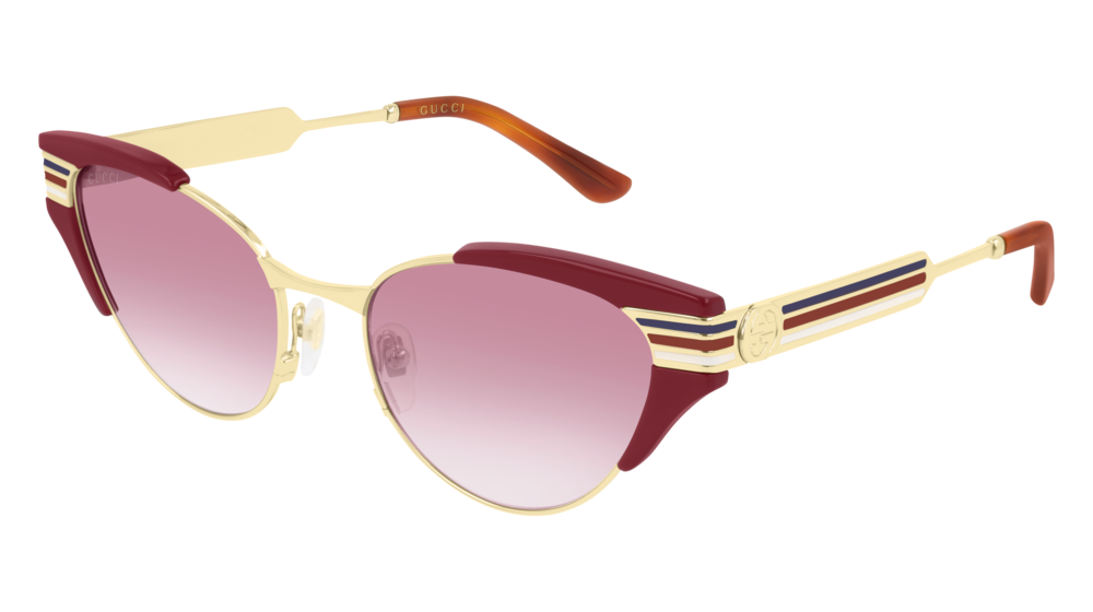 GUCCI GG0522S ROUND / OVAL Sunglasses For Women  GG0522S-004 RED GOLD / PINK SHINY 55-19-140