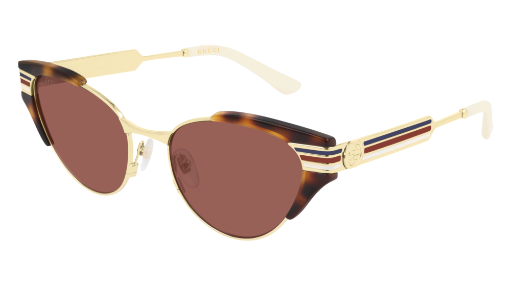GUCCI GG0522S ROUND / OVAL Sunglasses For Women  GG0522S-002 HAVANA GOLD / BROWN SHINY 55-19-140